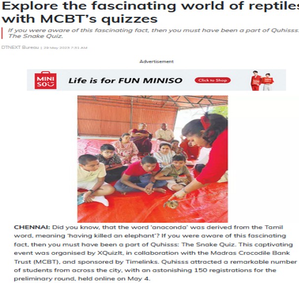 DT Next’s coverage our Reptile Conservation Quiz series with MCBT