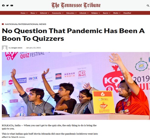 The Tennessee Tribune article on quizzing in the times of pandemic