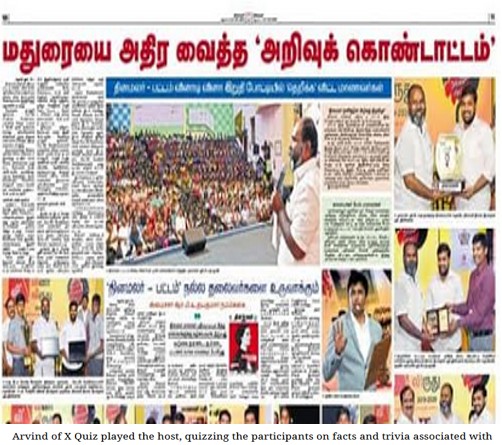 Dinamalar covering our quiz in Madurai conducted fully in Tamil