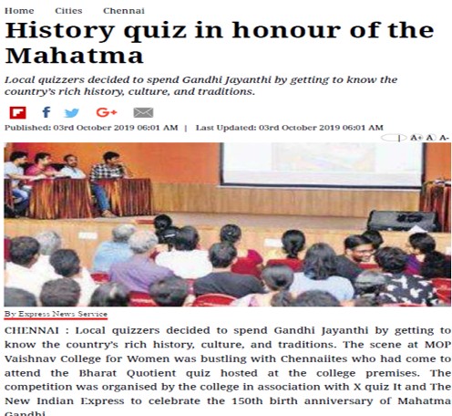 The New Indian Express covering our Bharat Quotient quiz